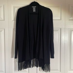 Black Fringed Cardigan M